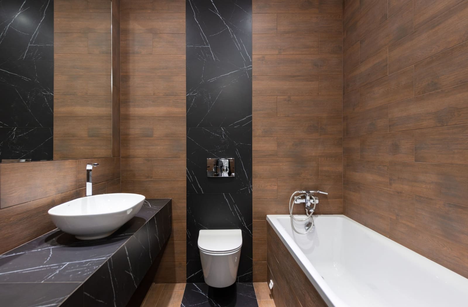 Modern bathroom with walk-in shower and new fittings in Pune