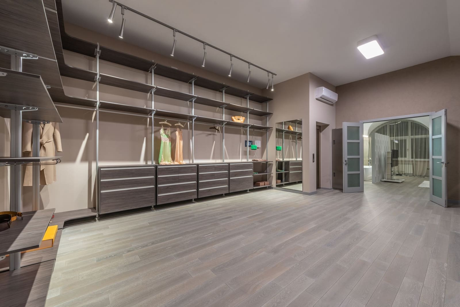 Hinged wardrobe with a drawer bank at eye level